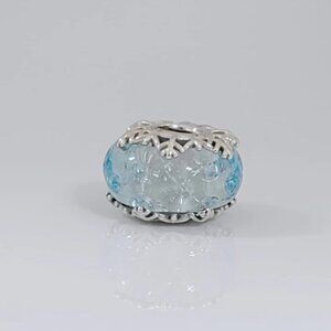 Pandora Winter Blue Snowflake Murano Glass Bead Charm S925 ALE